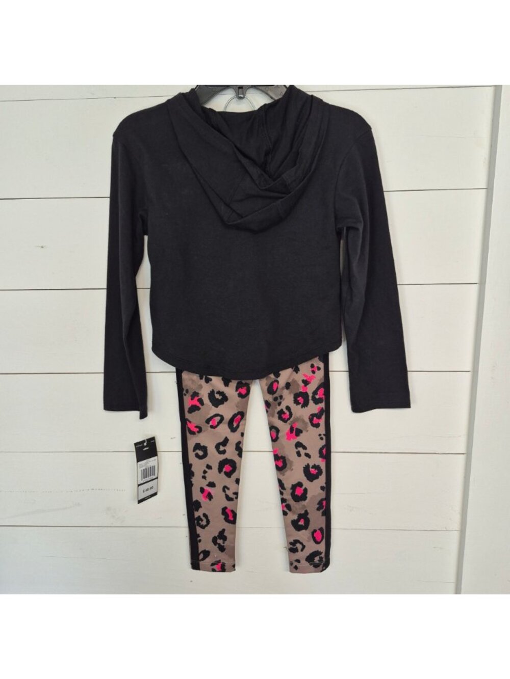 Adidas Girls 2-Piece Hoodie Top & Leopard Print Leggings Set Size 6 NWT - Picture 6 of 9
